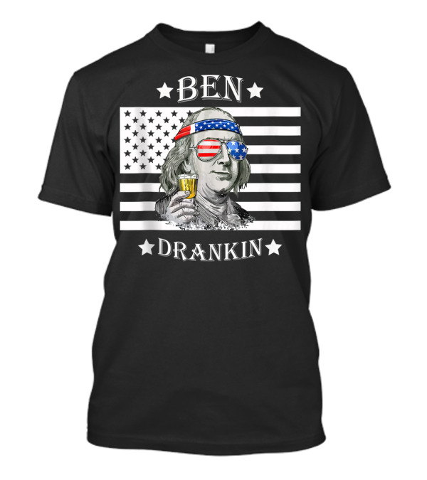 Ben Drankin Benjamin F 4Th Of Julys For Men USA Flag Glasses T-Shirt