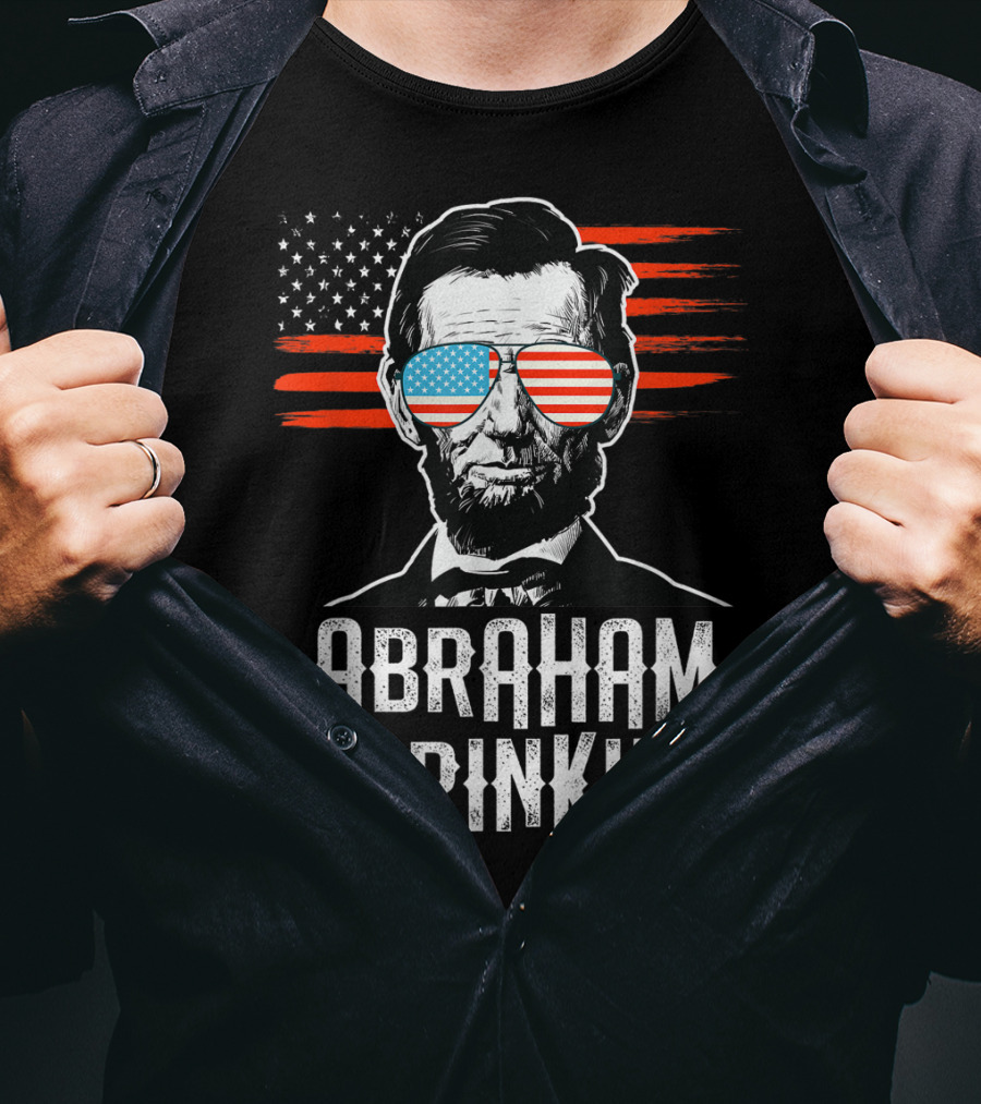 Abraham Drinkin Funny Lincoln Shades American Flag T-Shirt