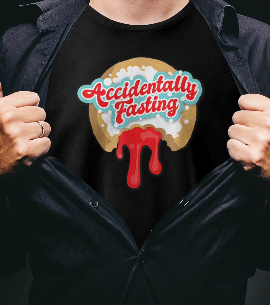 Accidentally Fasting Red Dripping Iced Donut T-Shirt