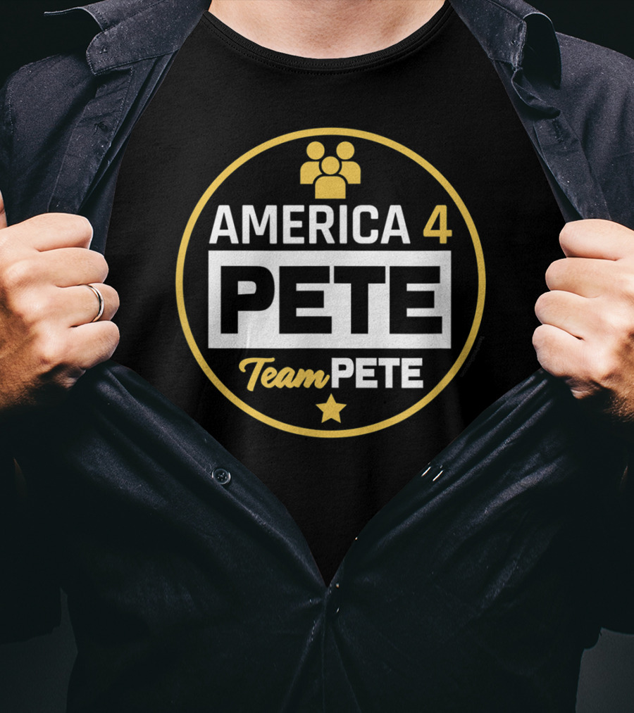 America 4 Pete Team Pete Buttigieg Support Badge Circle Star T-Shirt