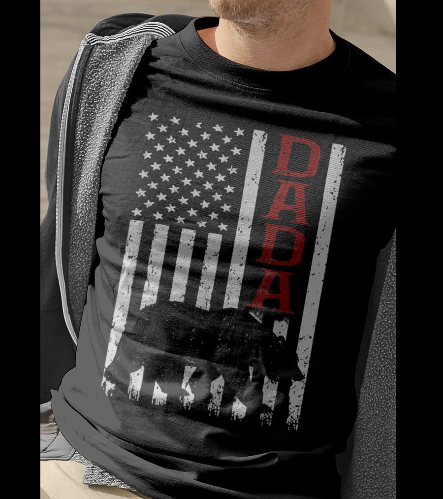 American Flag Dada Bear Silhouette T-Shirt