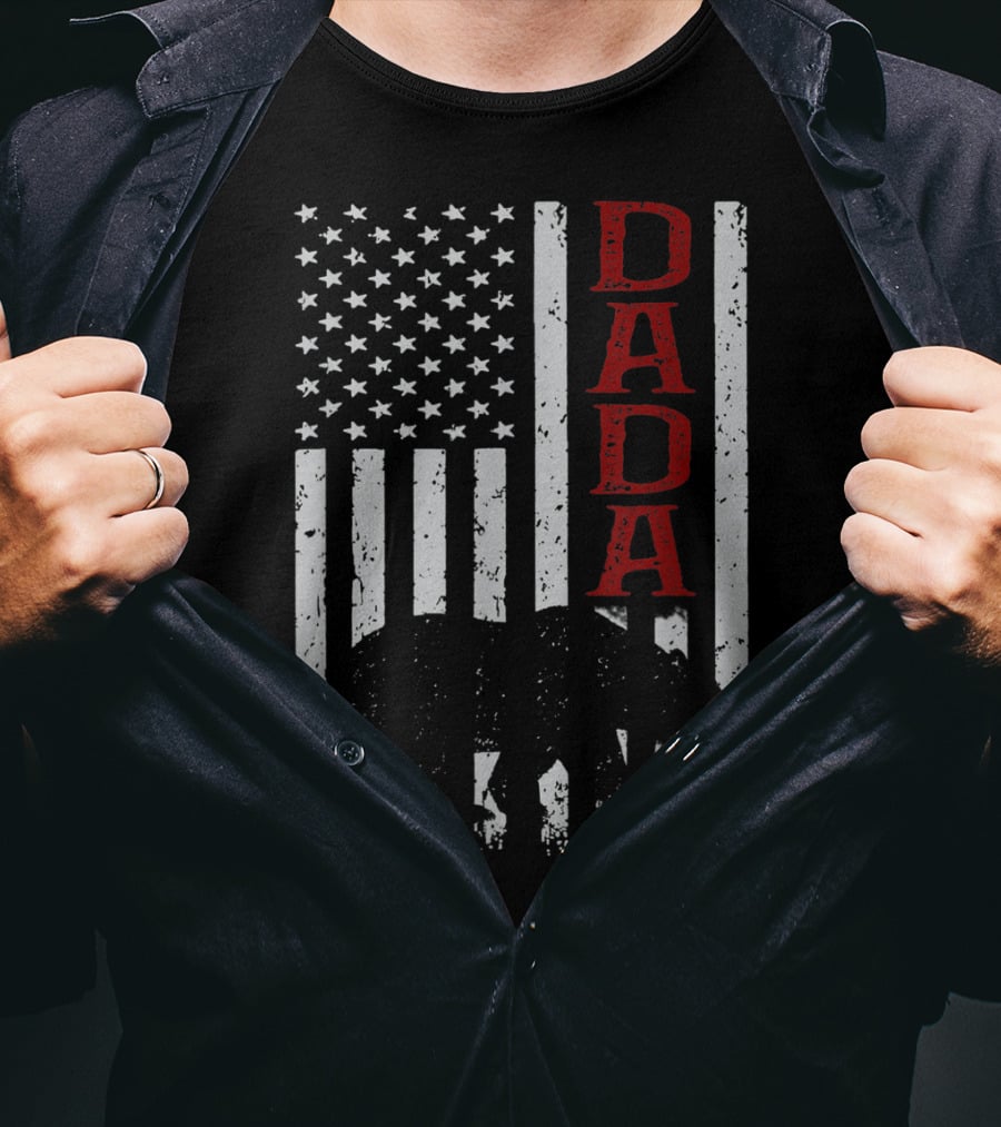American Flag Dada Bear Silhouette T-Shirt