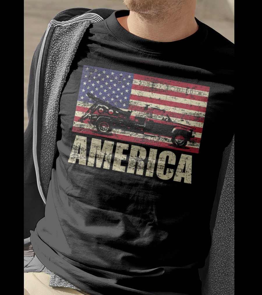 America Tow Truck Patriotic Pickup Flag T-Shirt