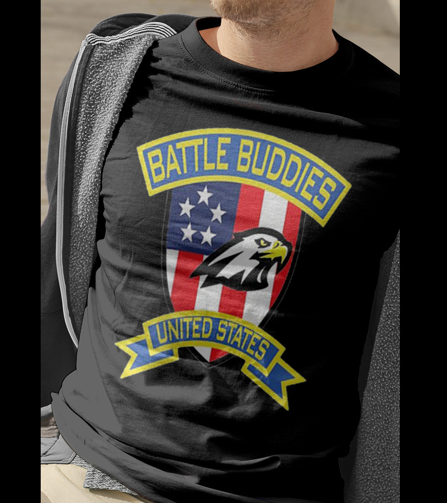 Battle Buddies United States Bald Eagle Stars Shield T-Shirt