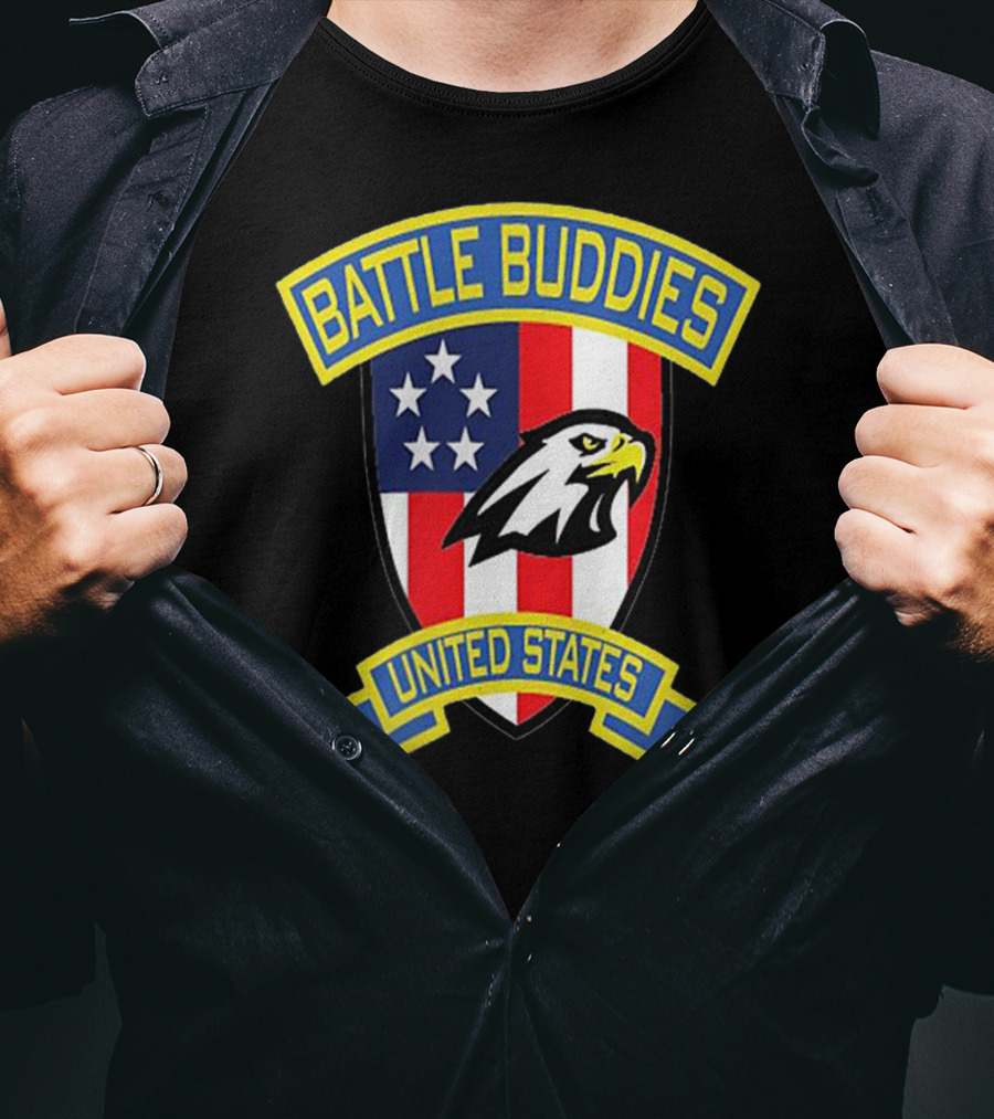 Battle Buddies United States Bald Eagle Stars Shield T-Shirt