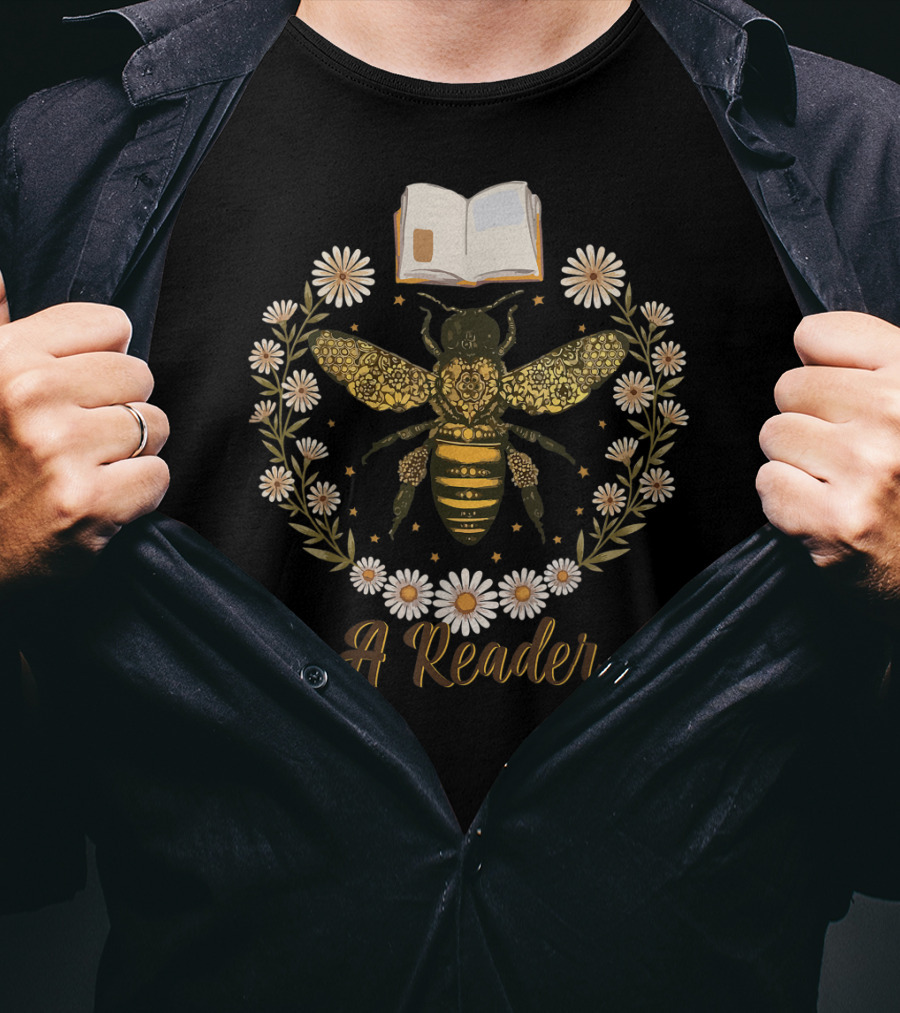 Bee Flower A Reader Women Cute Book Lov T-Shirt