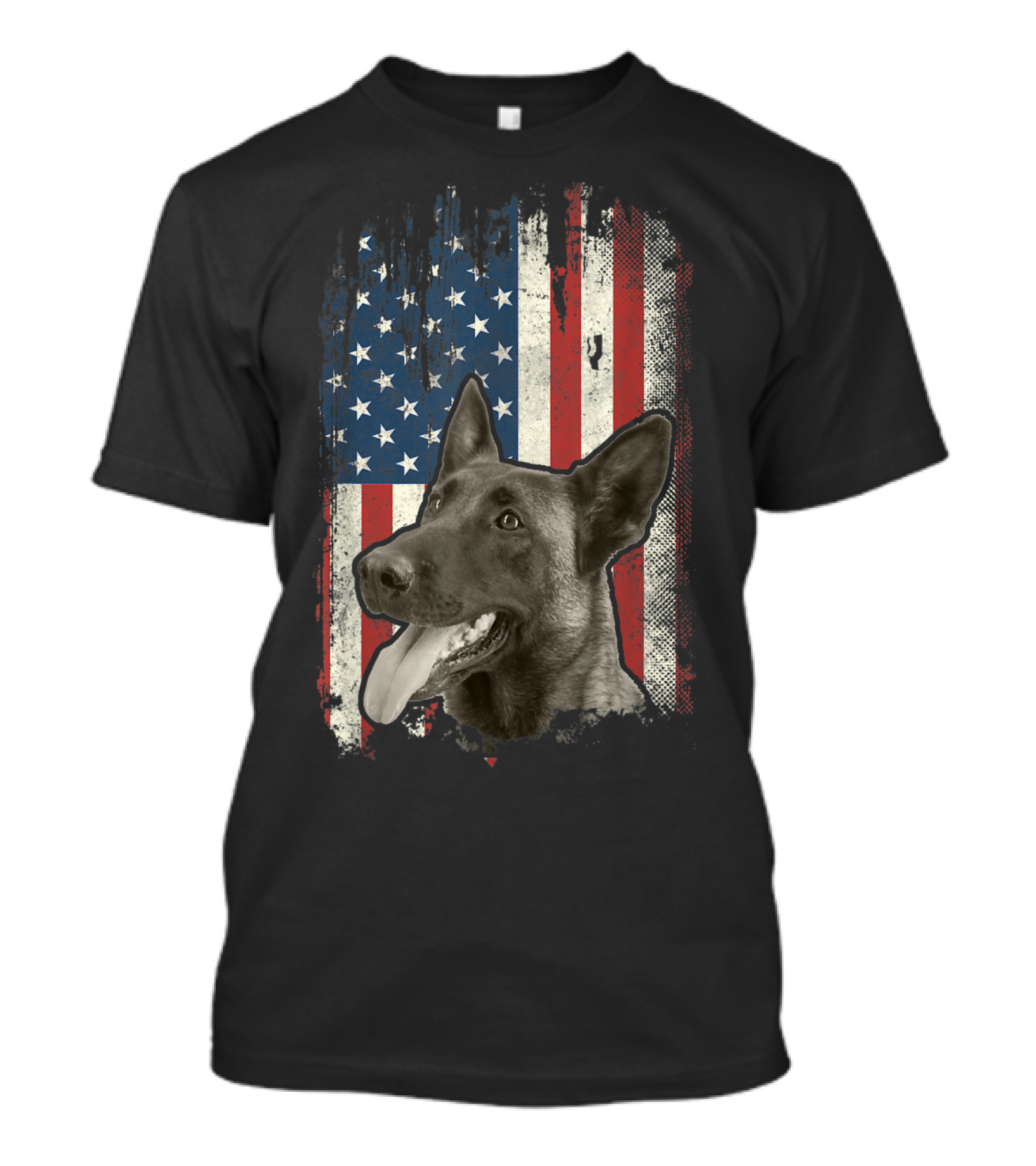Belgian Malinois Patriotic American Flag USA T-Shirt