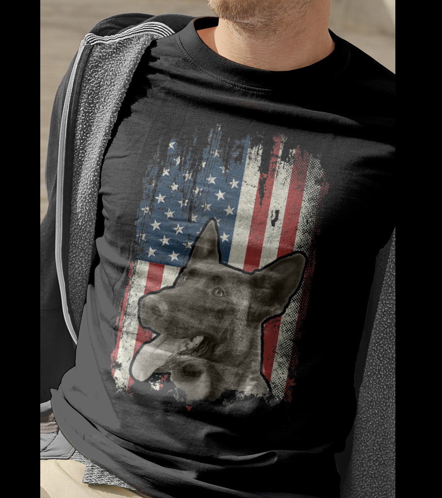 Belgian Malinois Patriotic American Flag USA T-Shirt