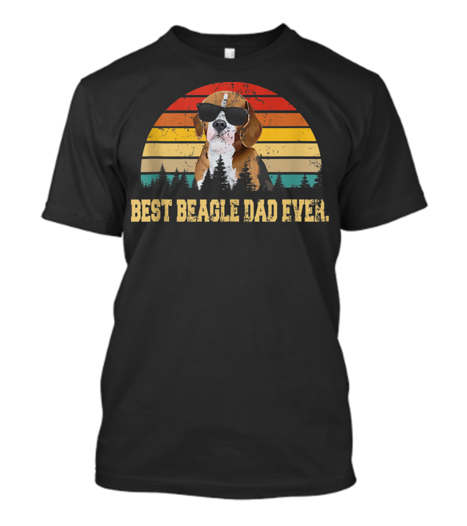 Best Beagle Dad Ever Retro Sunset Fathers Day T-Shirt