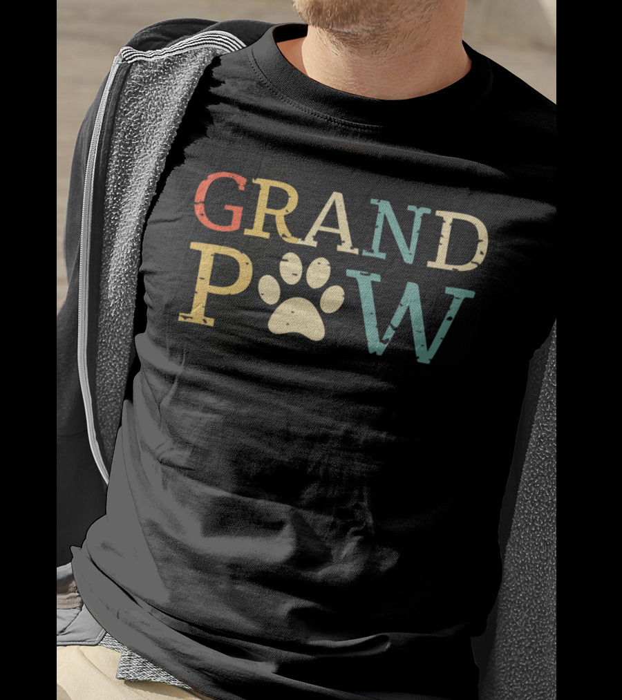 Best Grandparent Gift Dog Grand Paw Lover V T-Shirt