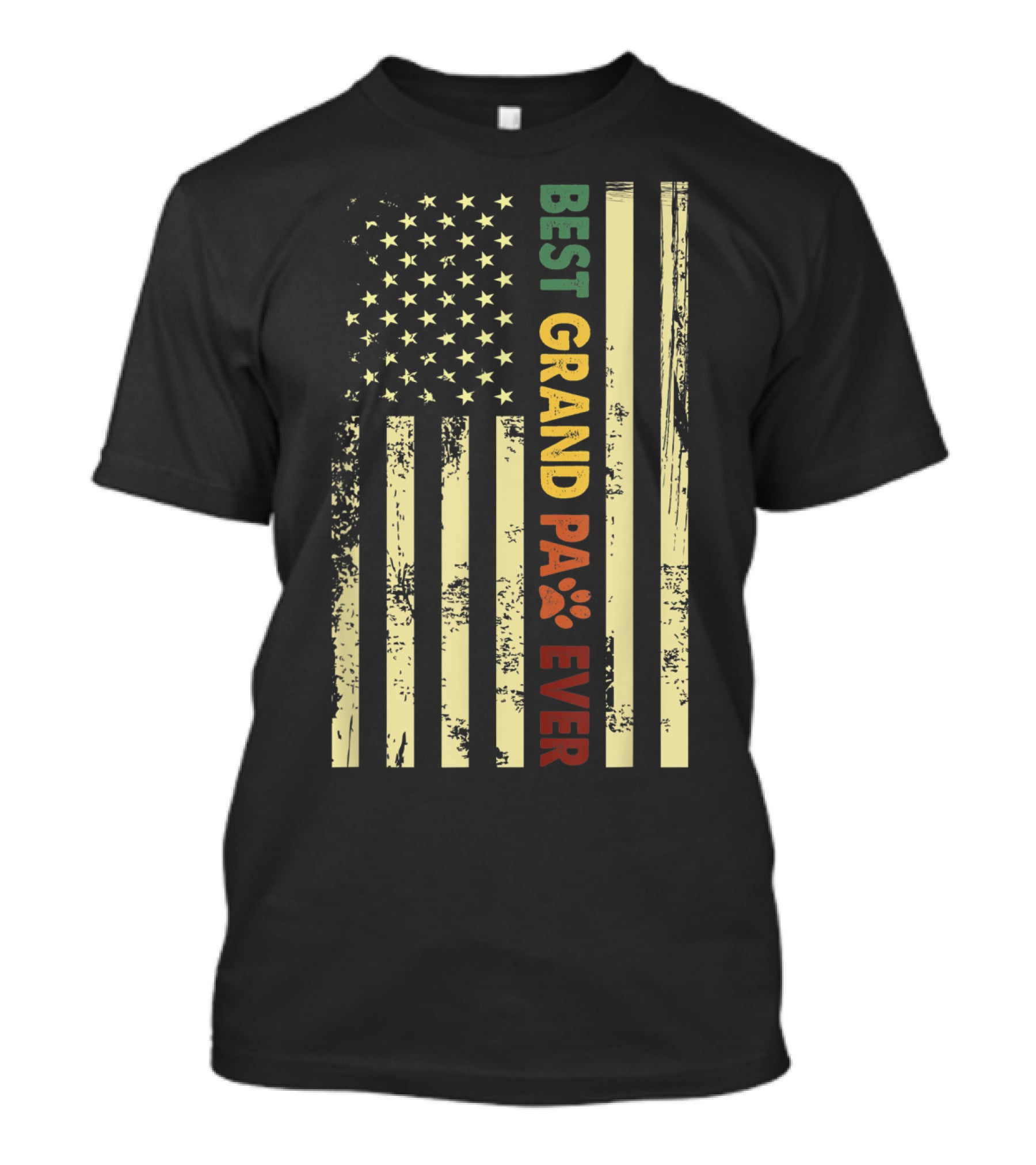 Best Grandpaw Ever American Flag Paw Prints T-Shirt