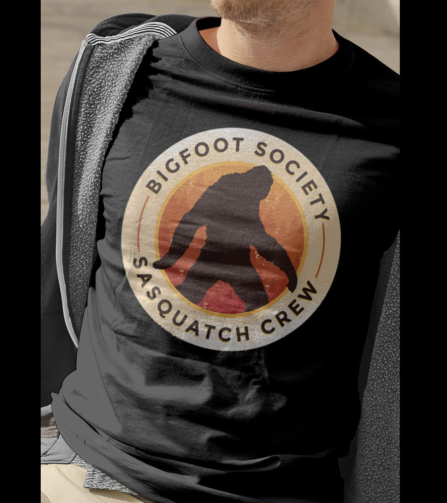 Bigfoot Society Sasquatch Crew Men Women Iconic Forest Emblem T-Shirt