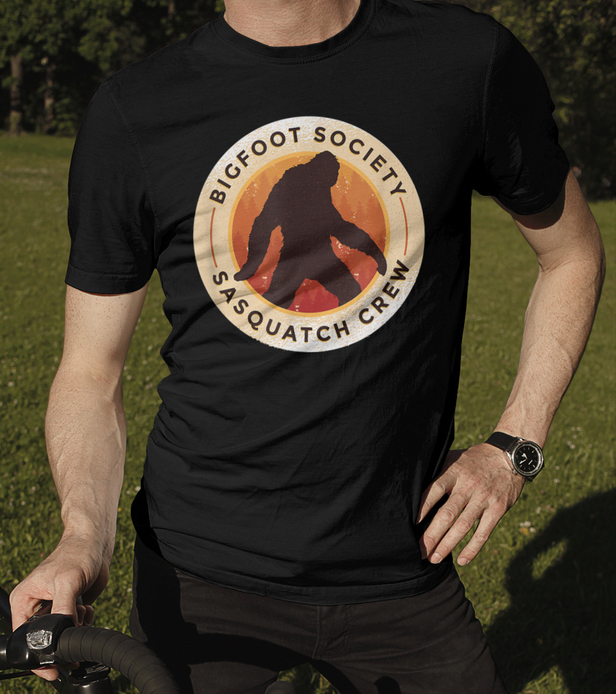 Bigfoot Society Sasquatch Crew Men Women Iconic Forest Emblem T-Shirt