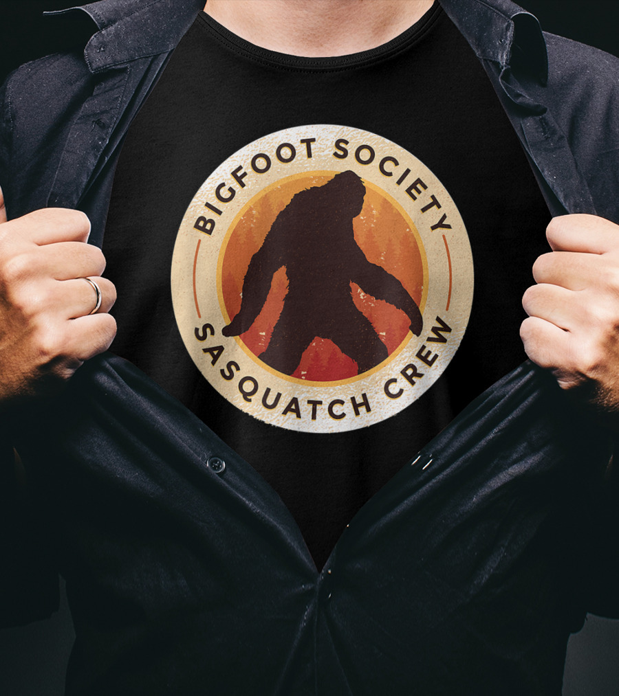 Bigfoot Society Sasquatch Crew Men Women Iconic Forest Emblem T-Shirt