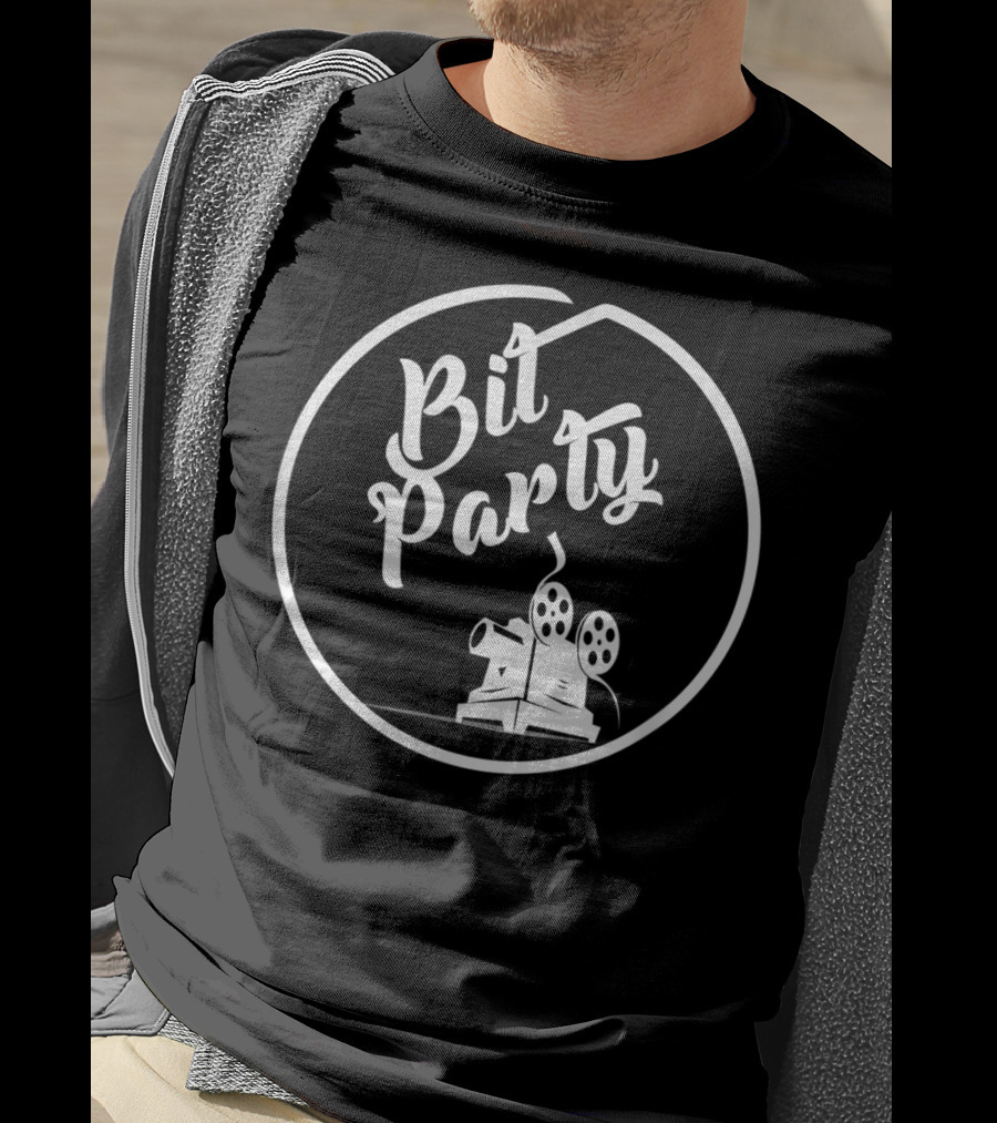 Bit Party Retro Film Projector Black T-Shirt