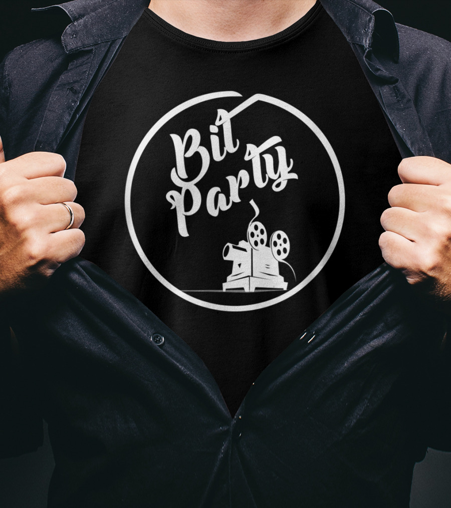 Bit Party Retro Film Projector Black T-Shirt