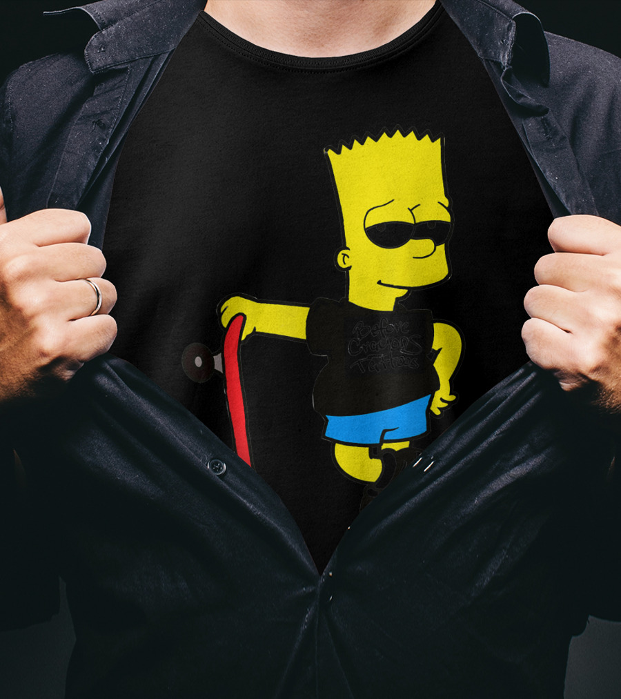 Bsbct Before Crayons Tattoos Bart Skateboard T-Shirt