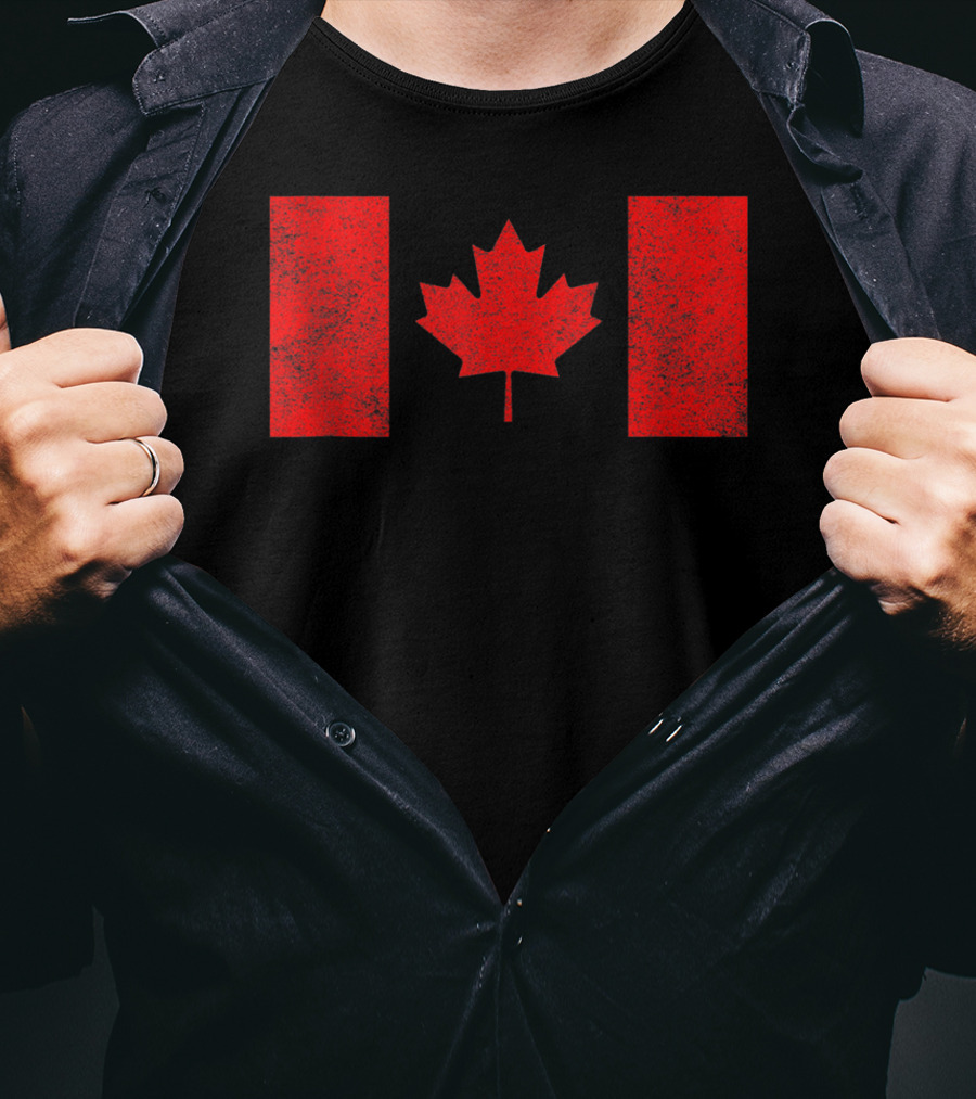 Canada National Flag Distressed Maple Leaf T-Shirt