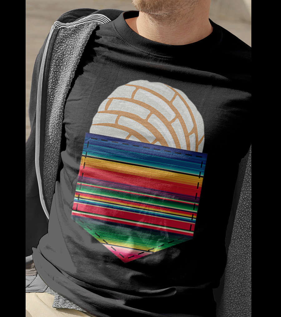 Colorful Serape Pocket White Concha T-Shirt