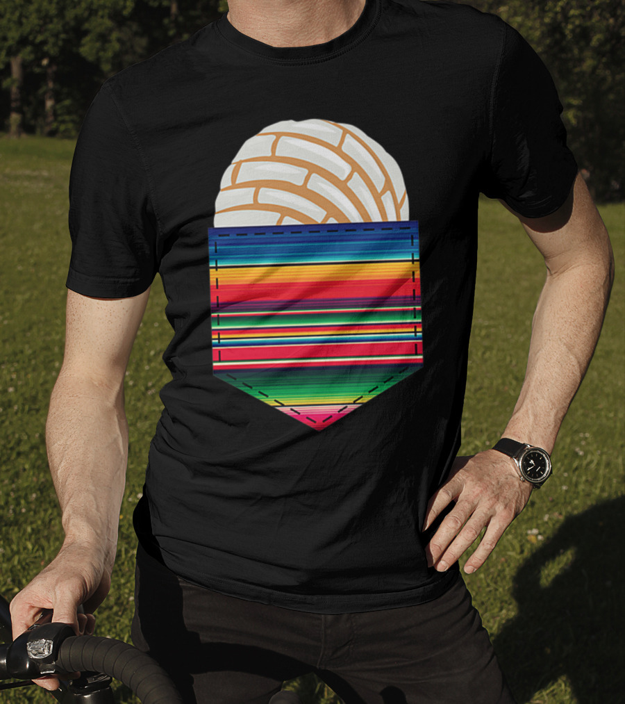 Colorful Serape Pocket White Concha T-Shirt