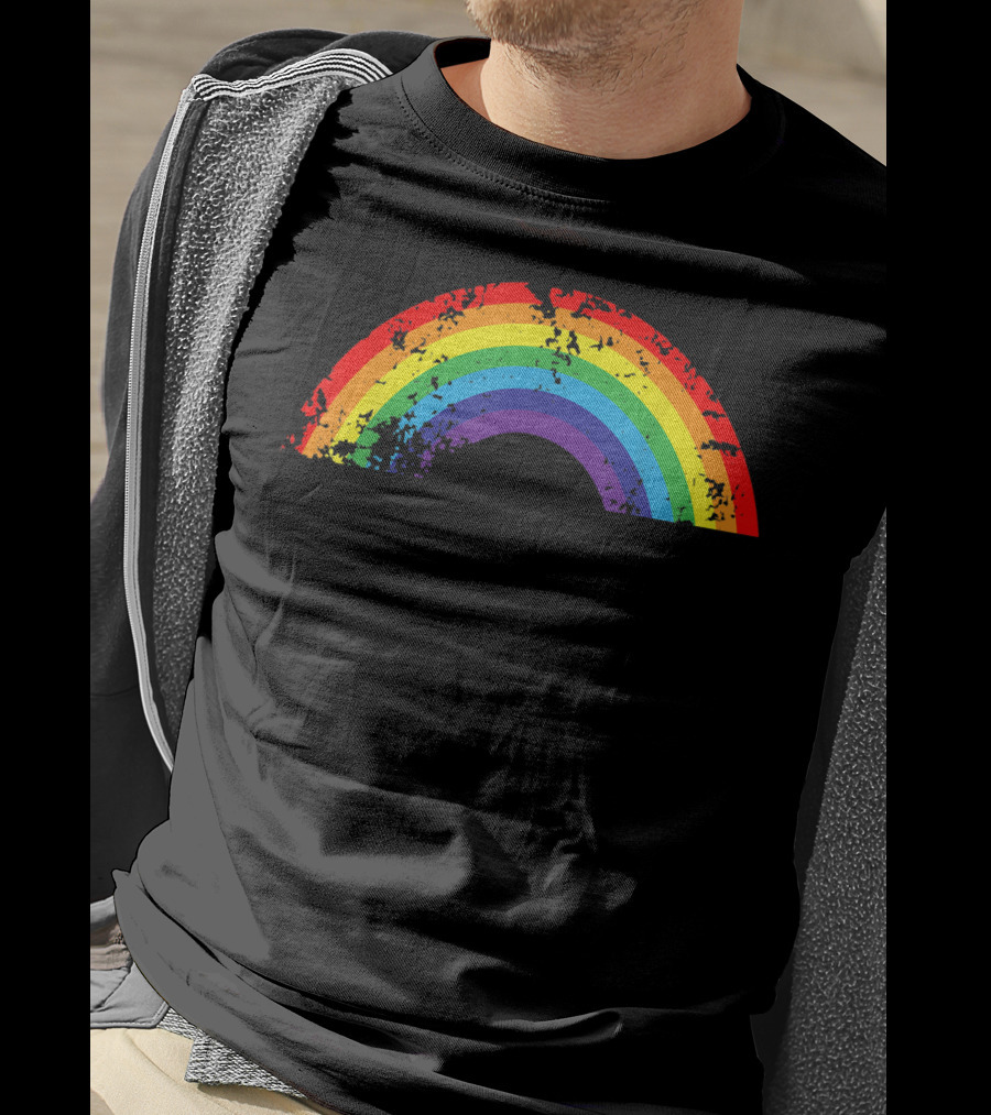 Cool Elegant Rainbow Vintage Retro 80's Style Rainbow T-Shirt