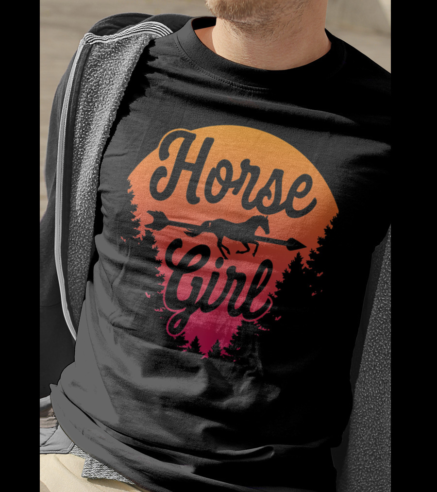 Horse Girl Forest Sunset T-Shirt