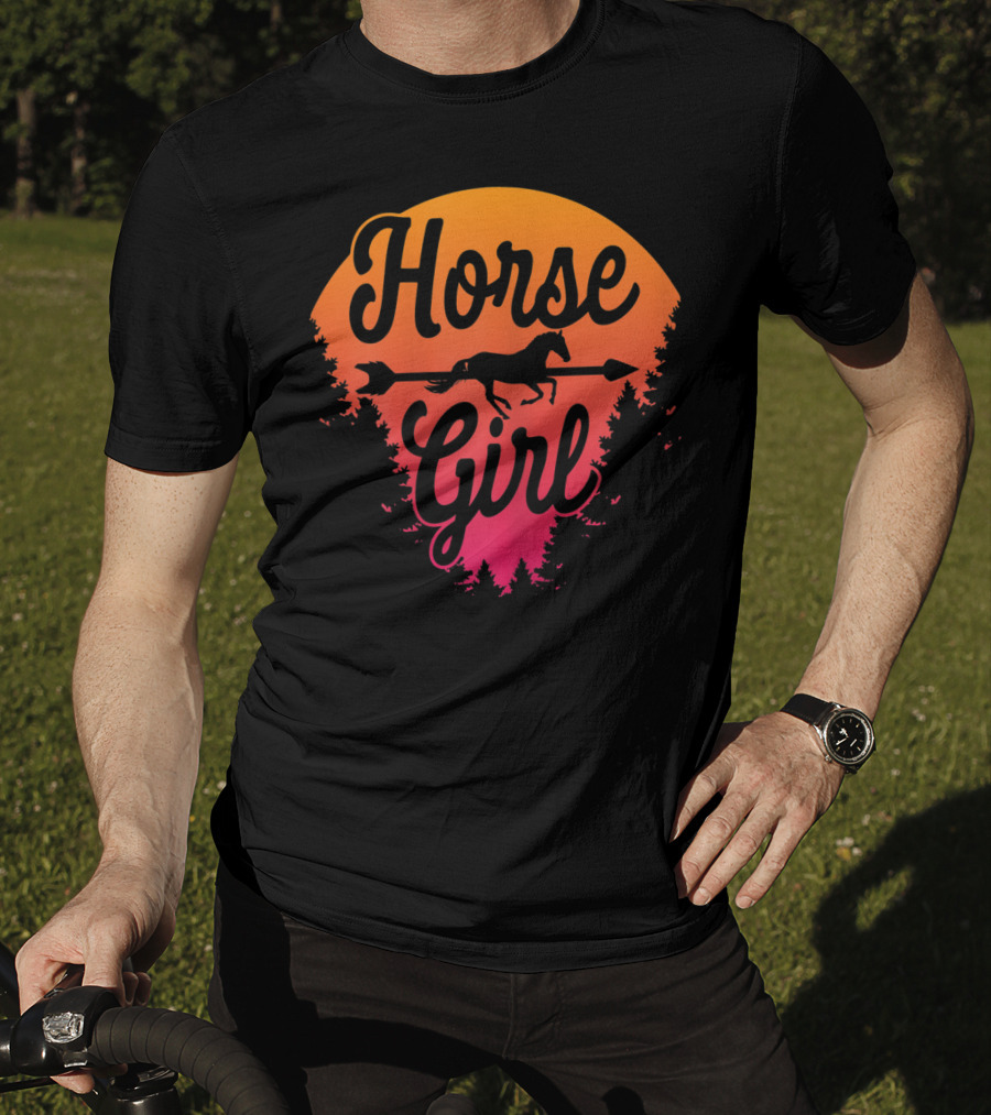 Horse Girl Forest Sunset T-Shirt