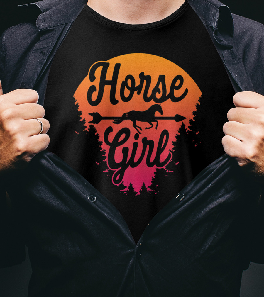 Horse Girl Forest Sunset T-Shirt