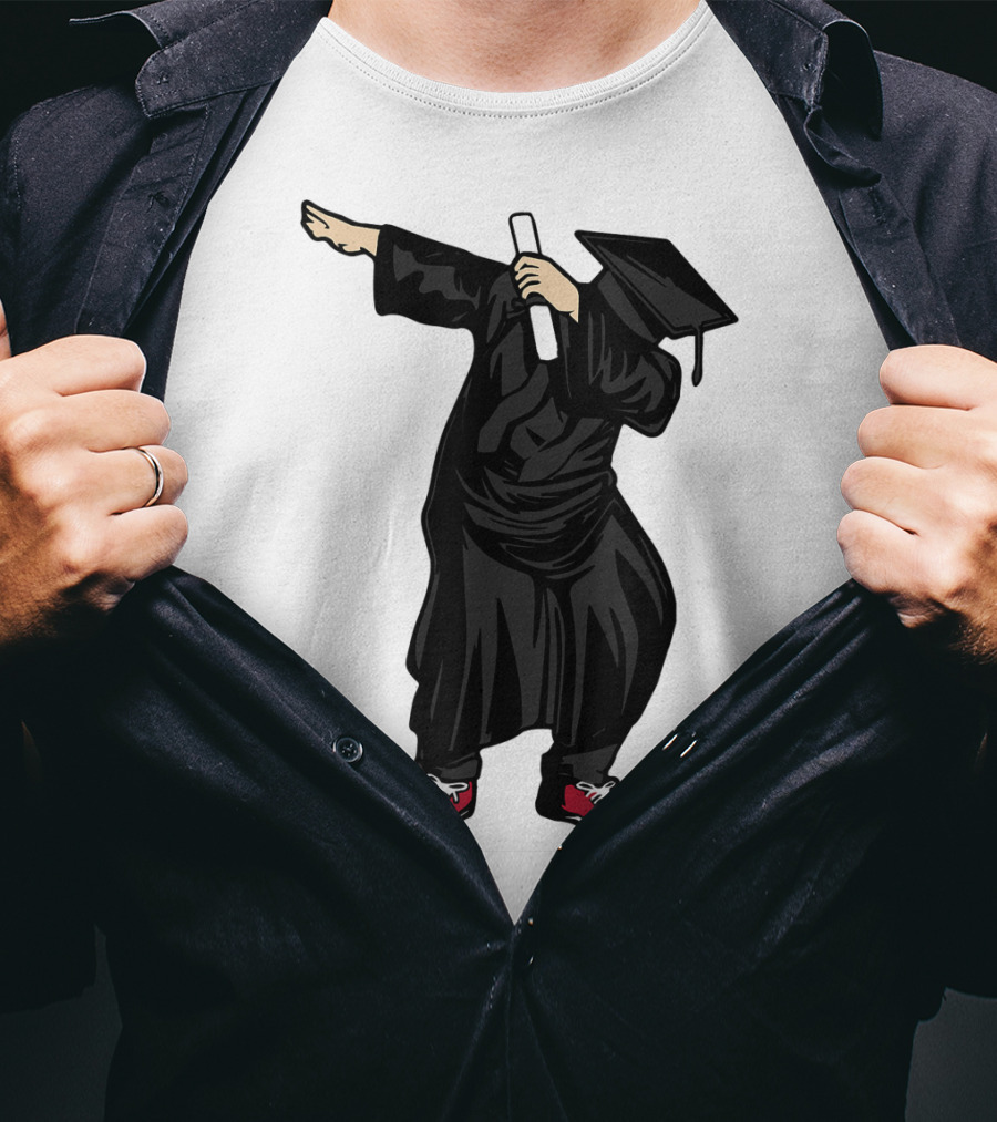 Dabbing Graduate Dance With Grad Hat And Diploma T-Shirt