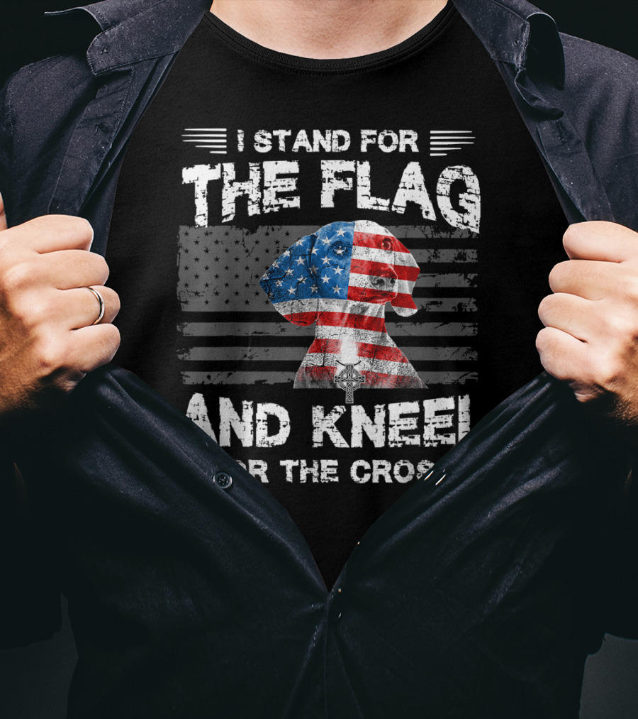 I Stand For The Flag And Kneel For The Cross Dachshunds Dog T-Shirt