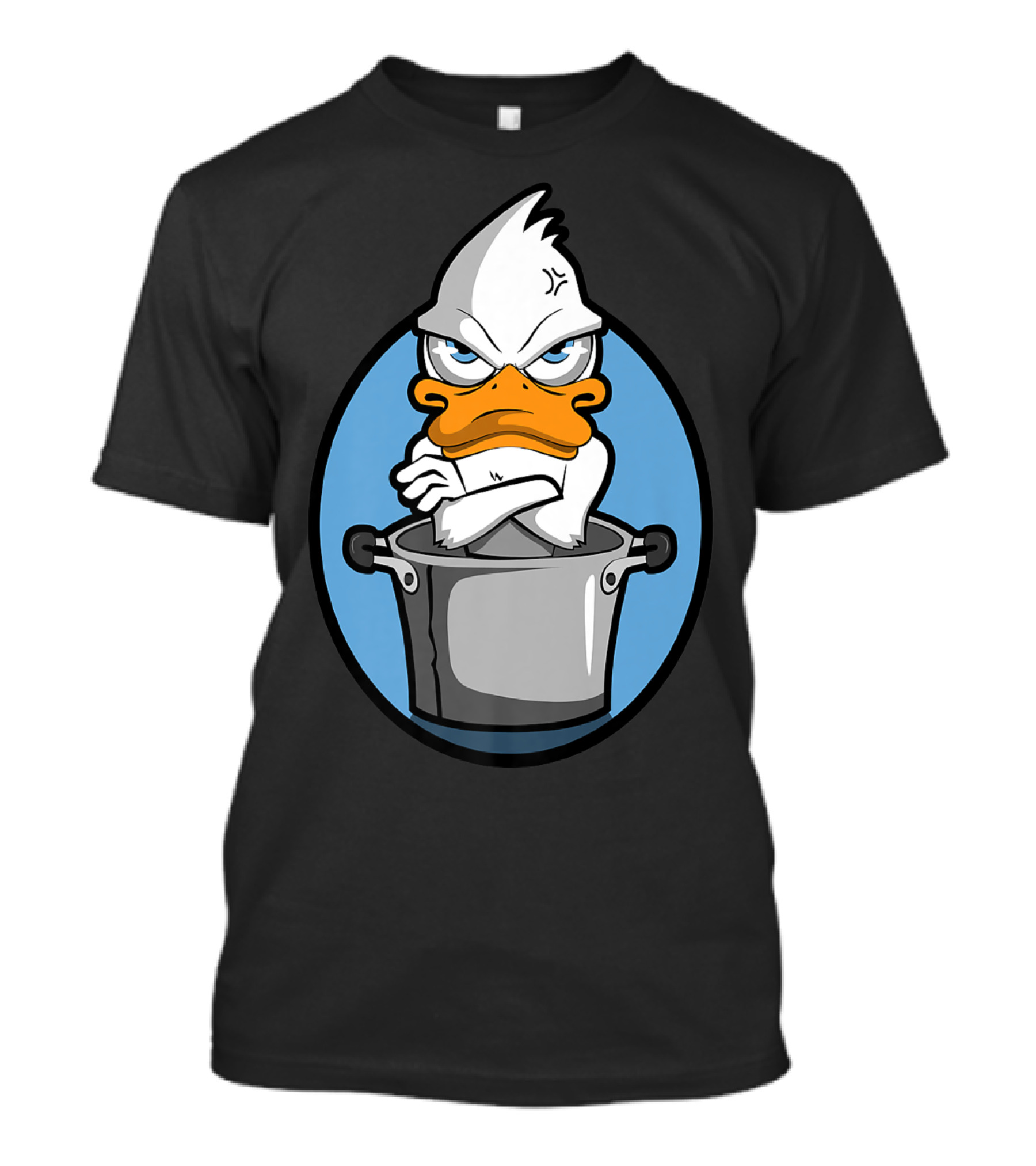 Grumpy Duck In Cooking Pot Angry Expression T-Shirt