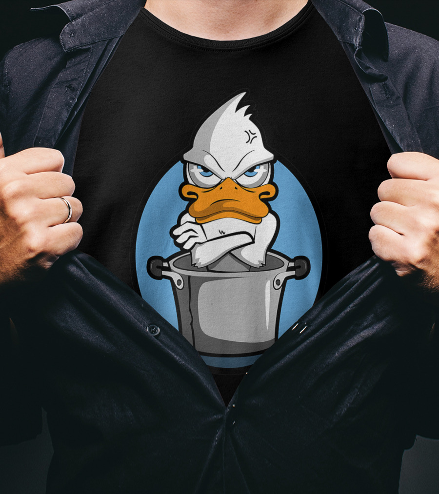Grumpy Duck In Cooking Pot Angry Expression T-Shirt