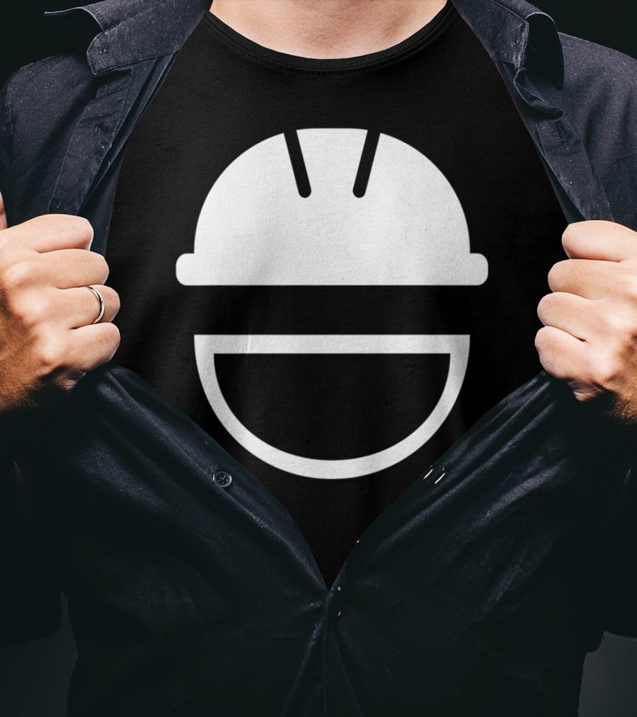 Engineering Hard Hat Smile Icon White Helmet T-Shirt
