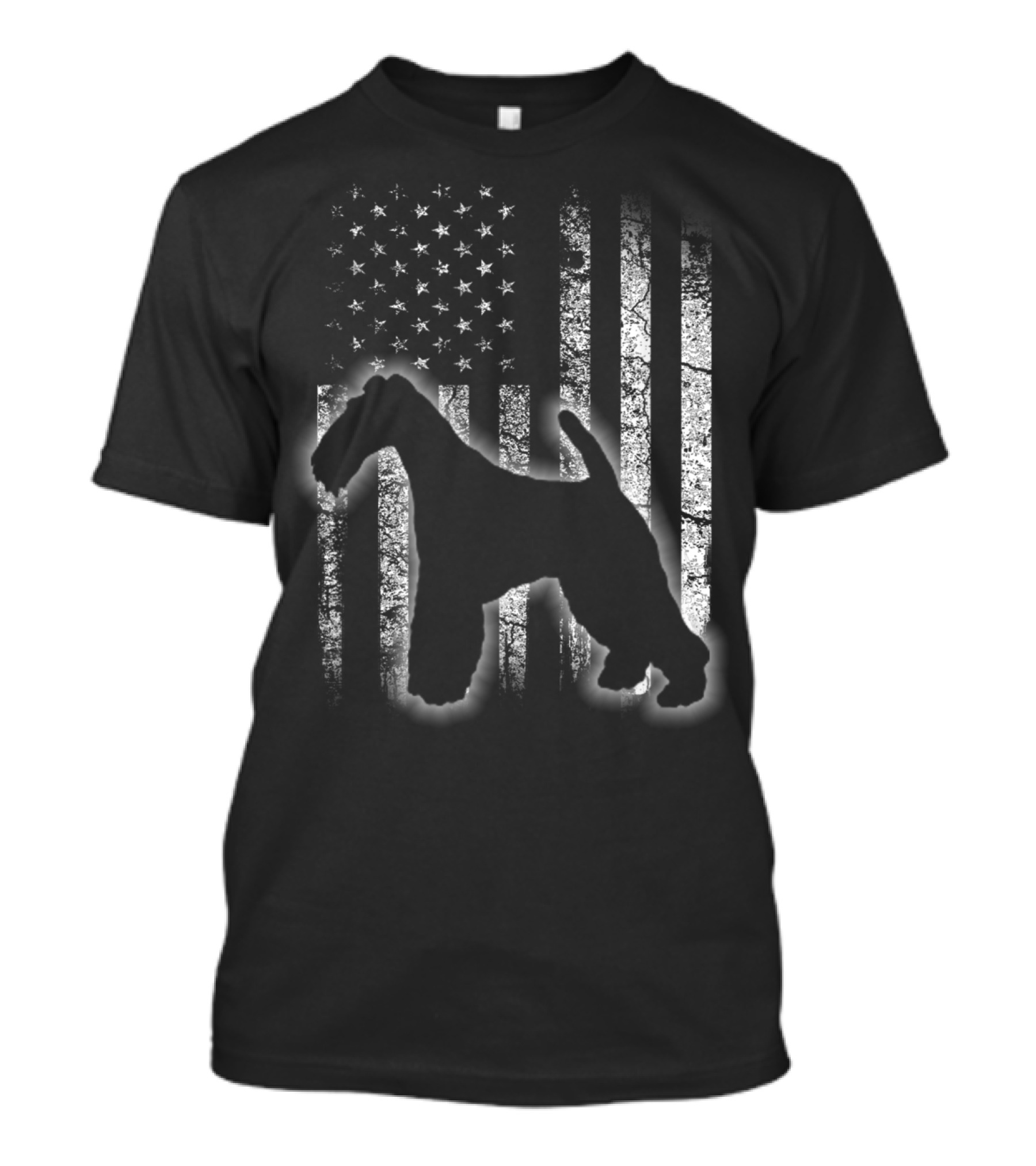 American Flag Wire Fox Terrier Dog Silhouette Love T-Shirt