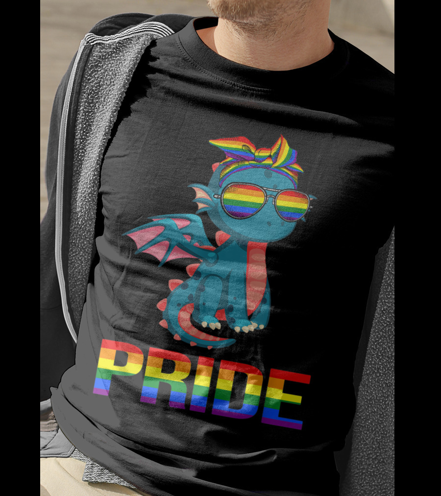 Pride Dragon With Rainbow Glasses And Bandana T-Shirt