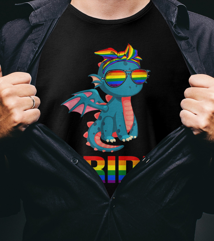 Pride Dragon With Rainbow Glasses And Bandana T-Shirt