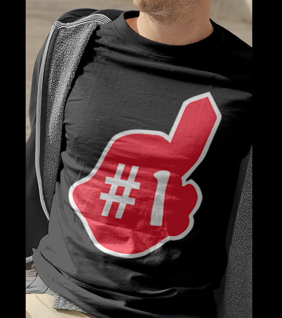 1 Cleveland Hometown Indian Tribe Vintage B Number 1 Foam Finger T-Shirt