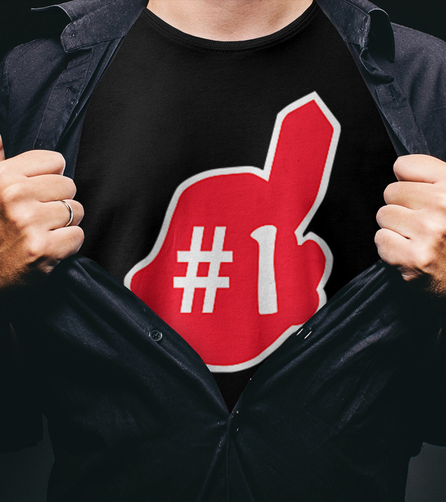 1 Cleveland Hometown Indian Tribe Vintage B Number 1 Foam Finger T-Shirt