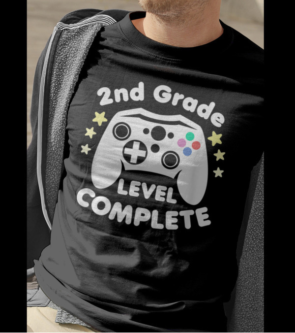 2nd Grade Level Complete Graduation Day Gamer Controller Stars T-Shirt