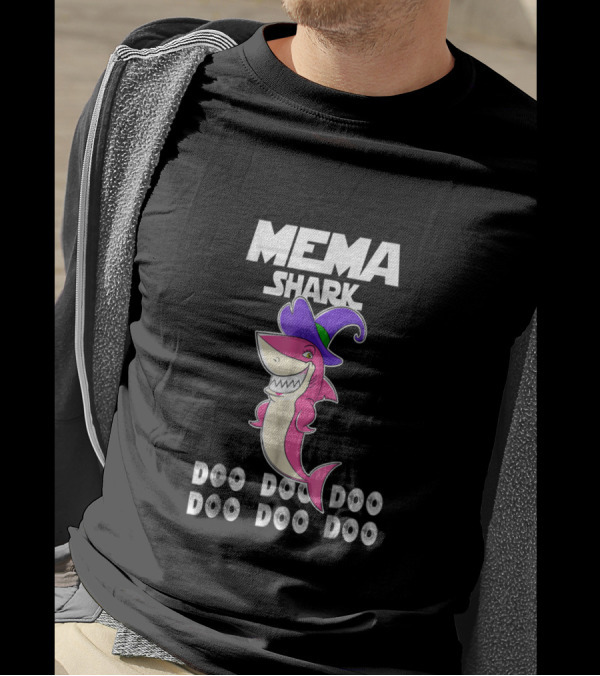 Mema Shark Doo Doo Doo Witch Hat Cartoon Shark T-Shirt