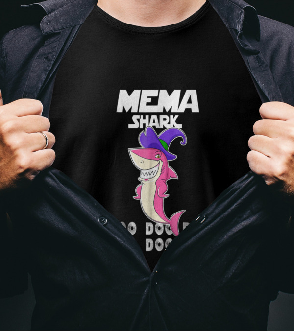Mema Shark Doo Doo Doo Witch Hat Cartoon Shark T-Shirt