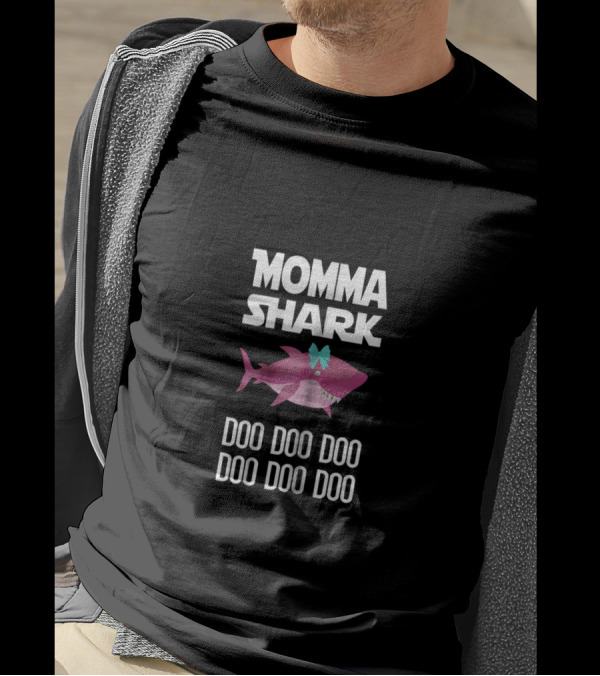 Momma Shark Doo Doo Doo Doo Doo Doo Bow Headband Pink Shark T-Shirt