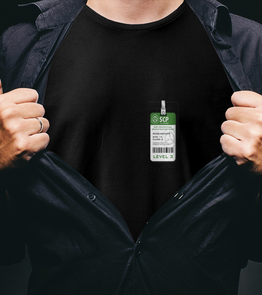 SCP Foundation Level 3 Researcher Identification Badge Secure Contain Protect Emblem T-Shirt