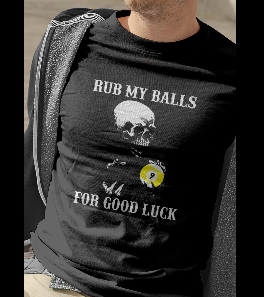 Billiards Halloween Rub My Balls For Good Luck Skeleton Pool Humor T-Shirt