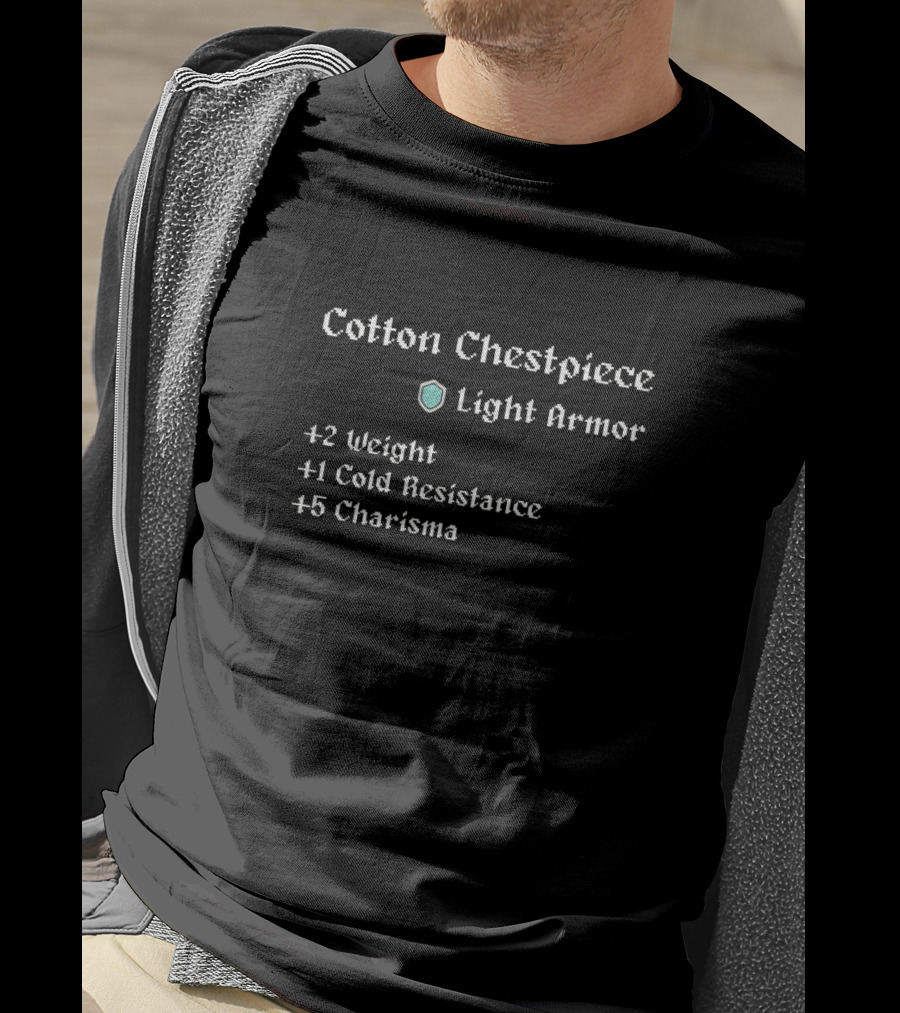 Cotton Chestpiece Light Armor RPG Stats Nerdy Cold Resistance Charisma T-Shirt