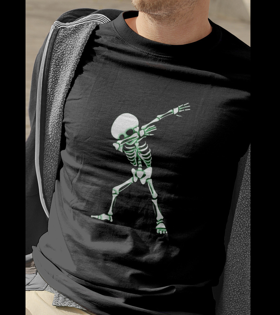 Dabbing Skeleton Halloween Skull Dab Glow In The Dark T-Shirt