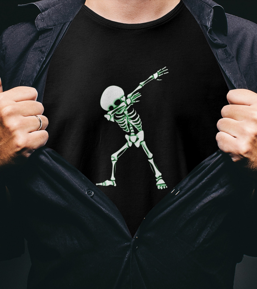 Dabbing Skeleton Halloween Skull Dab Glow In The Dark T-Shirt