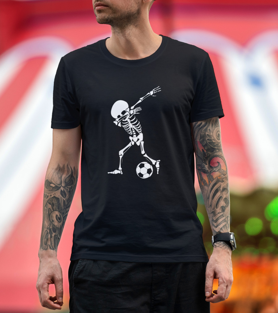 Dabbing Skeleton Halloween Soccer Dab Funny T-Shirt