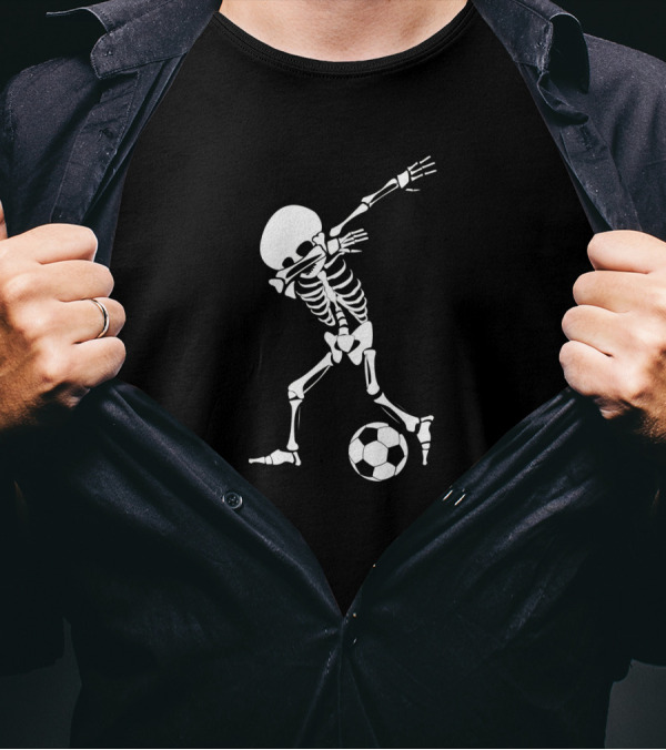 Dabbing Skeleton Halloween Soccer Dab Funny T-Shirt