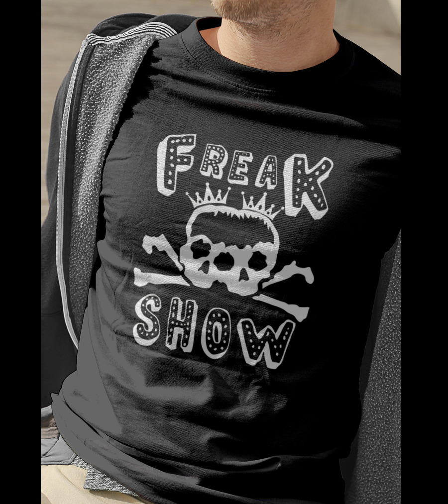 Freak Show Halloween Double Skull Graphic With Crown And Crossbones N5G T-Shirt